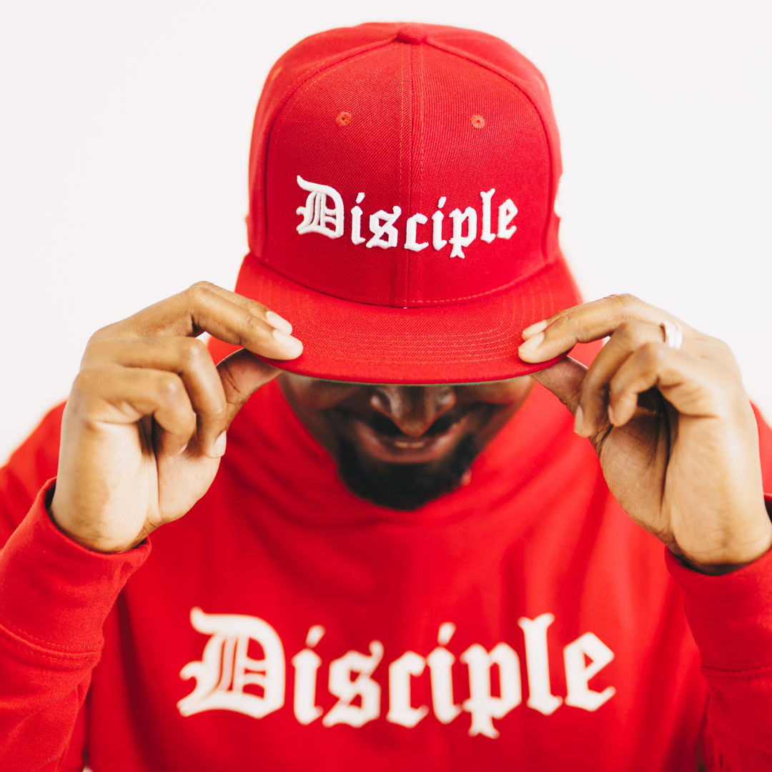 Disciple Hoodie fire red top view