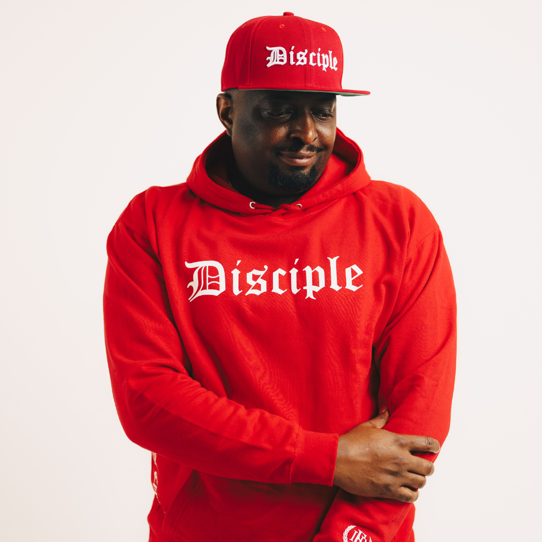 Disciple hoodie fire red with disciple hat