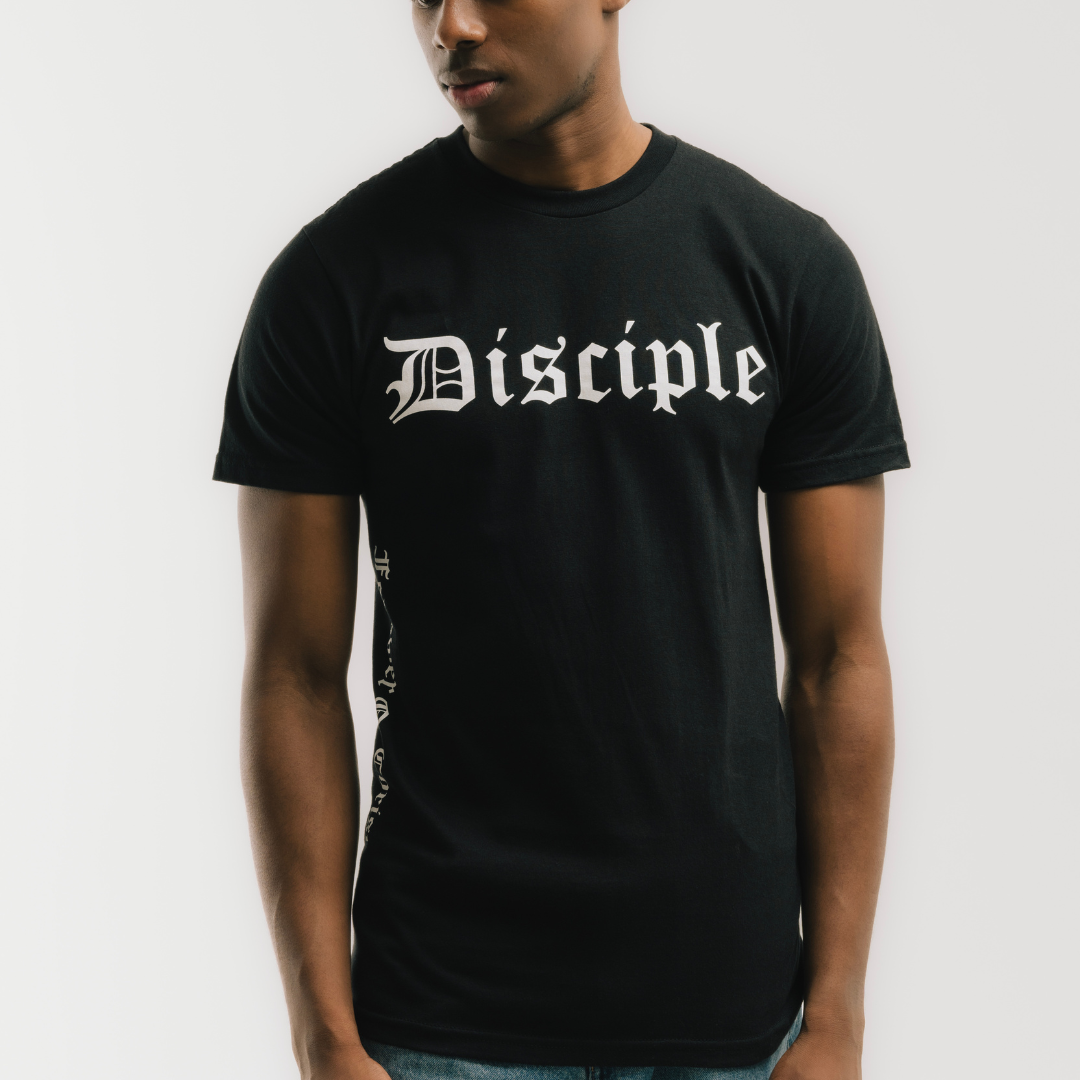 Disciple T-shirt Black with White av