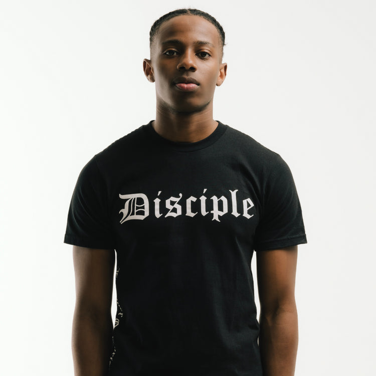 Disciple T-shirt Black with White