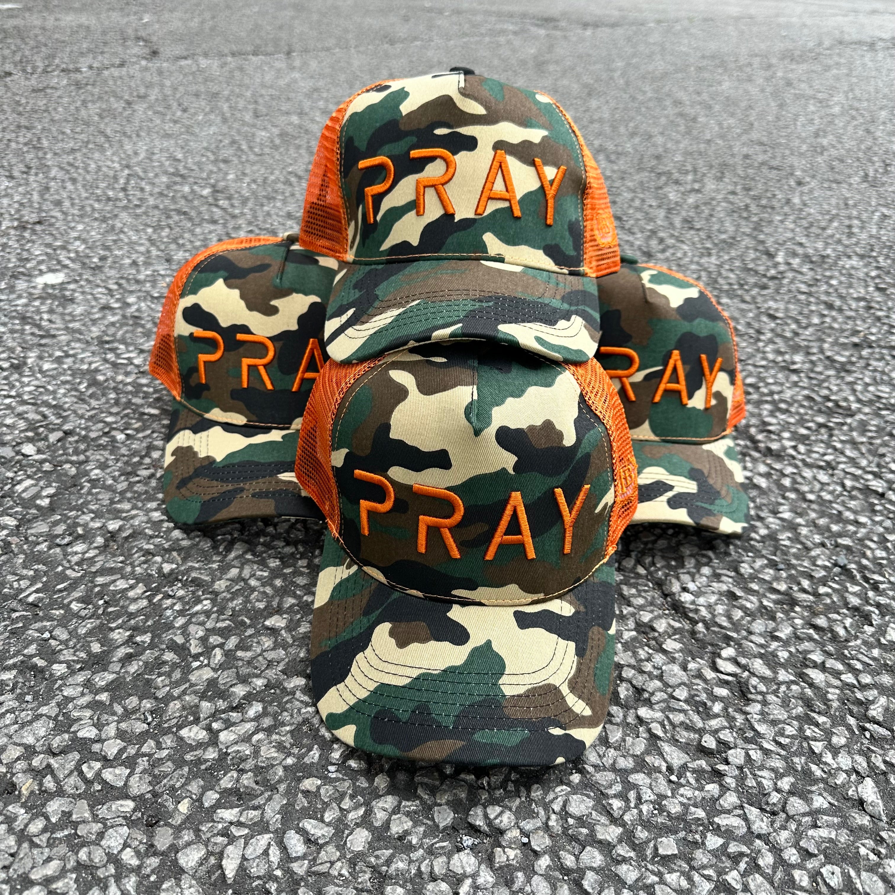 Pray Mesh Trucker Hat Camouflage cluster view