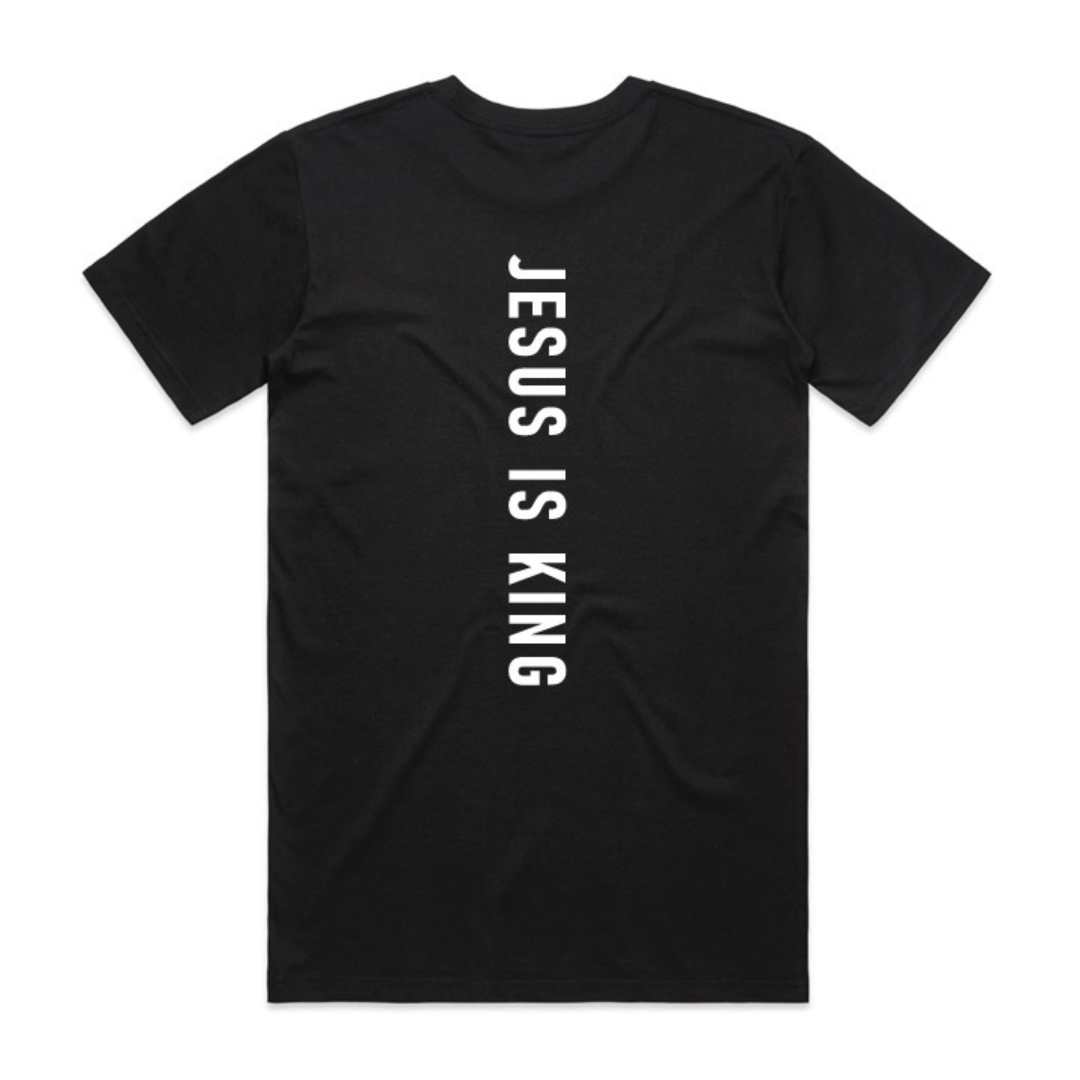 Jesus Is King Black short sleeve T-Shirt with White text