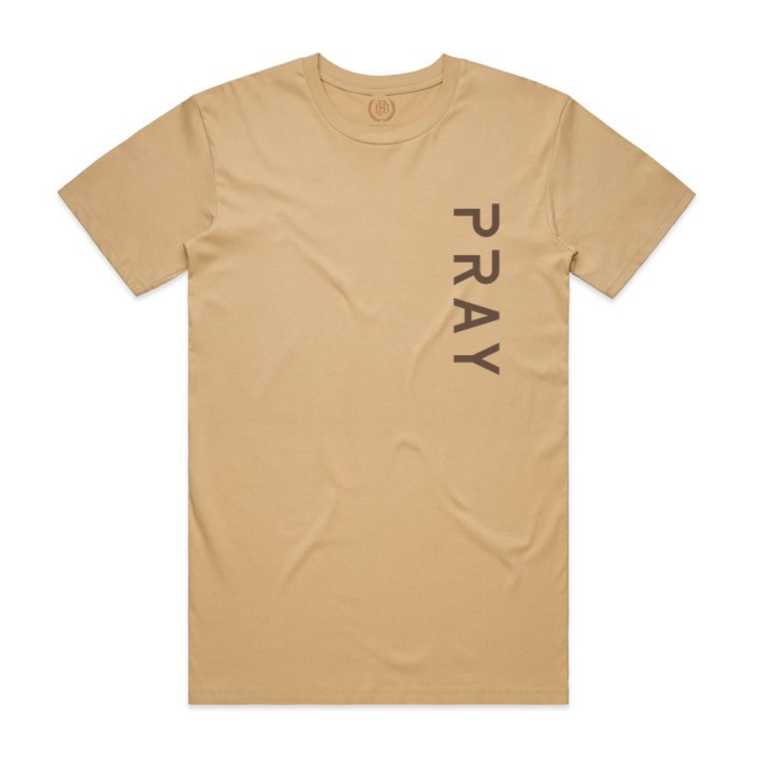 Pray Crew Neck T-shirt - Tan and Mocha