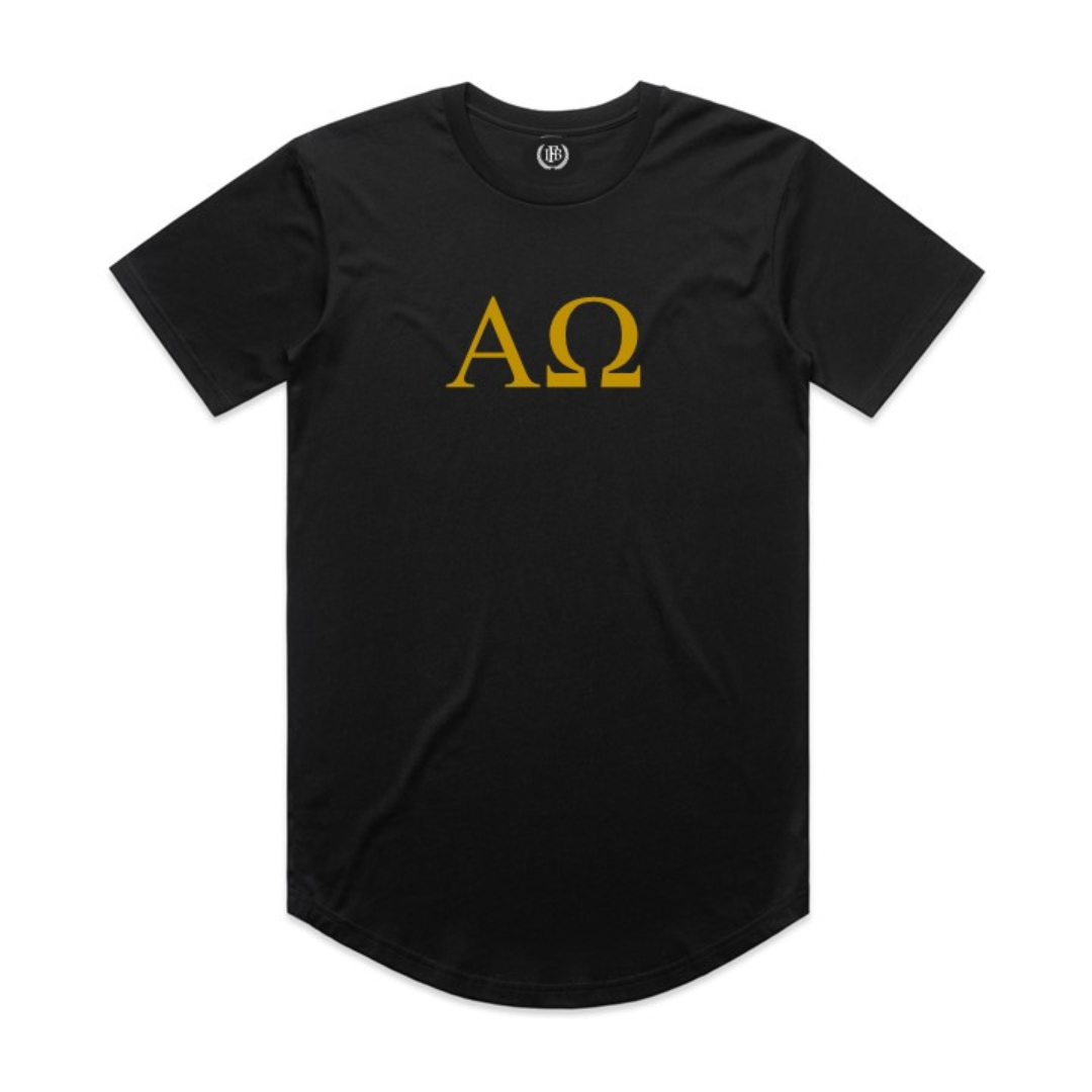 Alpha Omega T-shirt - black front view