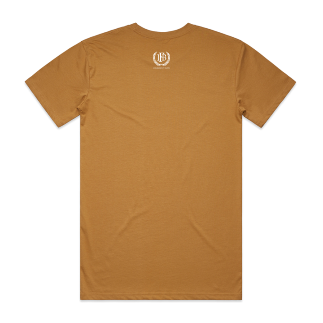 Trust God. 2.0 Crew Neck T-shirt - Camel with White