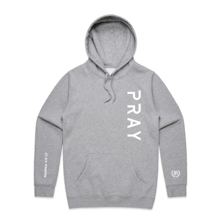 Pray Hoodie Heather Gray Front View